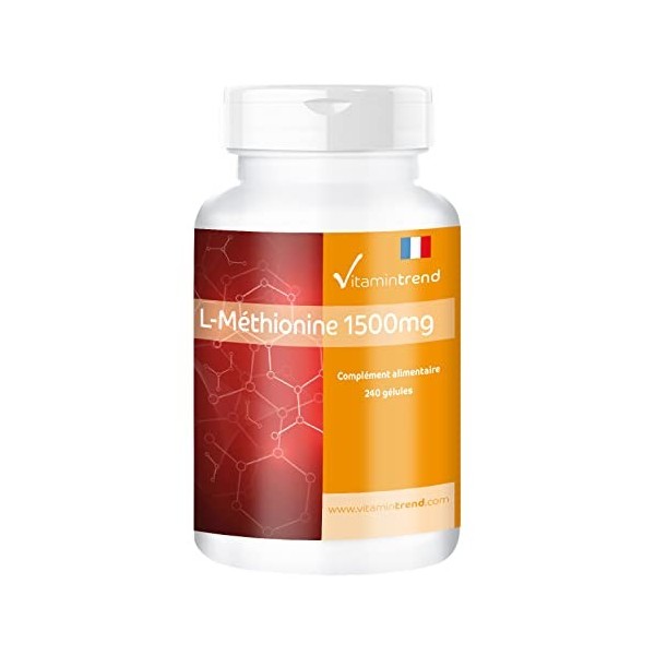 L-Methionine 1500mg - 240 Gélules - Vegan - Haute Dose - Acide Animé | Vitamintrend®