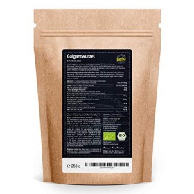 Biotiva Racines de petit galanga en poudre bio 250g - Alpinia galanga - Végan - Petit galanga en poudre - Conditionné et cont