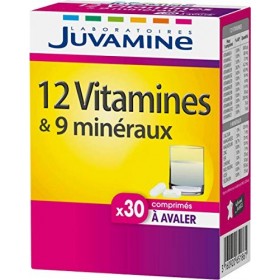 JUVAMINE - 12 Vitamines & 9 Minéraux - Aide à réduire la fatigue - 30 Comprimés à Avaler