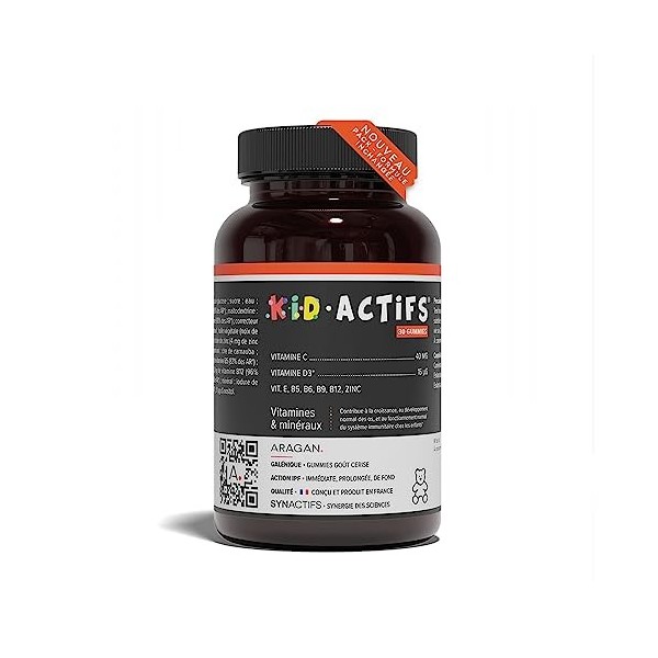 ARAGAN - Synactifs - Kidactifs - Complément Alimentaire Vitalité et Croissance Enfant - Complexe de 10 vitamines et minéraux 