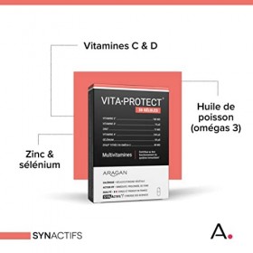 ARAGAN - Synactifs - VitaProtect - Complément Alimentaire Immunité - Vitamines C, D, Zinc, Sélénium, Oméga 3 - 30 gélules - 1