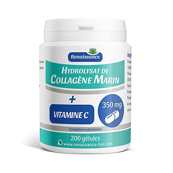 Collagène Marin Hydrolysat 350mg + Vitamine C - 200 Gélules