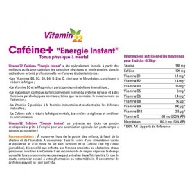 VITAMIN 22 - Caféine+ - Energie et vitalité quotidienne - Sans gluten - Cure de 7 à 14 j - 14 sticks
