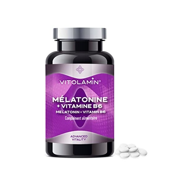 MÉLATONINE + VITAMINE B6 | VITOLAMIN® | 150 COMPRIMÉS | Aide à sendormir et à éviter les insomnies en favorisant un repos lo