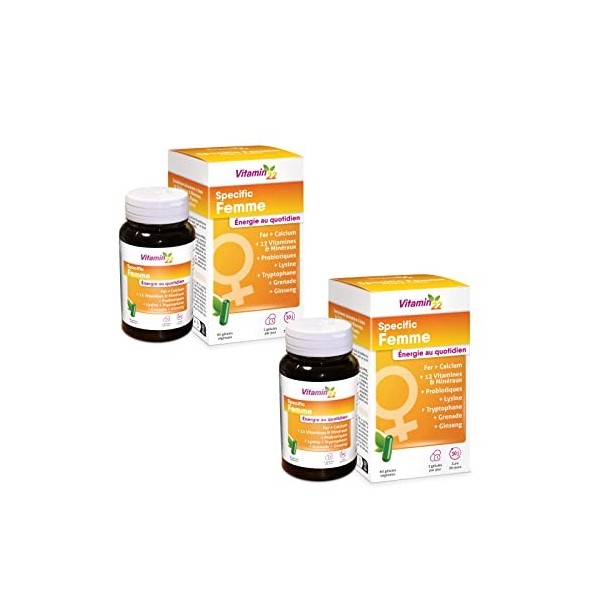 VITAMIN 22 - Specific Femme - A base de 14 vitamines et minéraux - Action fortifiante et anti-fatigue - Fabriqué en France - 