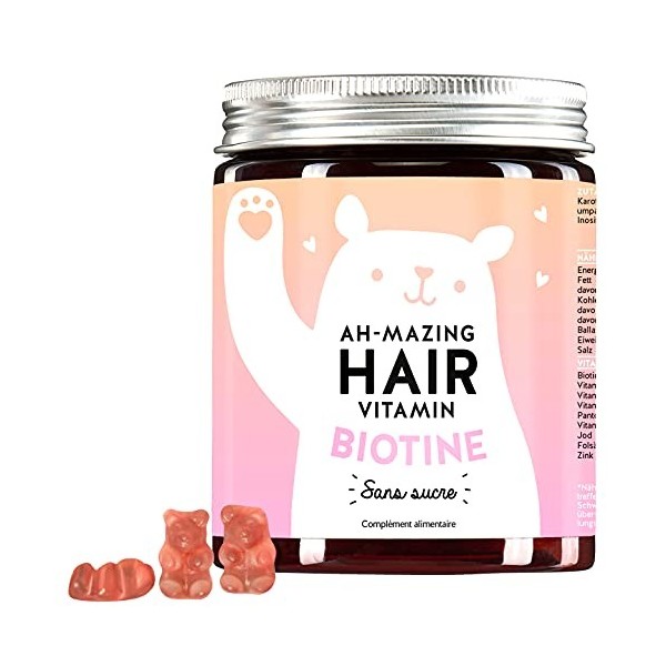 Bears with Benefits Ah-Mazing Multi-Vitamine Cheveux avec Biotine sans Sucre 60 Unités