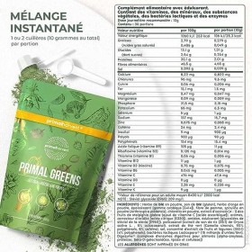 Primal Harvest Poudre Primal Greens 30 doses - Sans lactose - Superfood vert - Complément alimentaire - Sans OGM - Herbe d