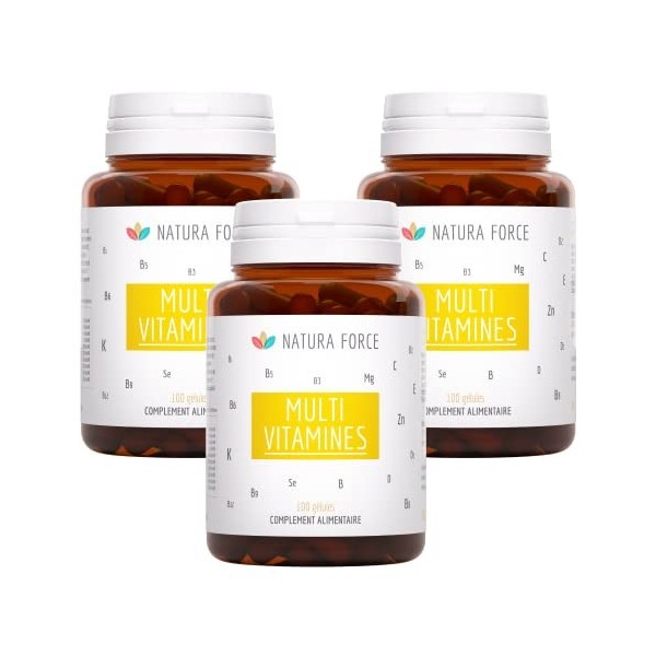 NATURA FORCE - Multivitamines Naturelles - Contient 15 vitamines et minéraux essentiels - Made In France - Lot de 3