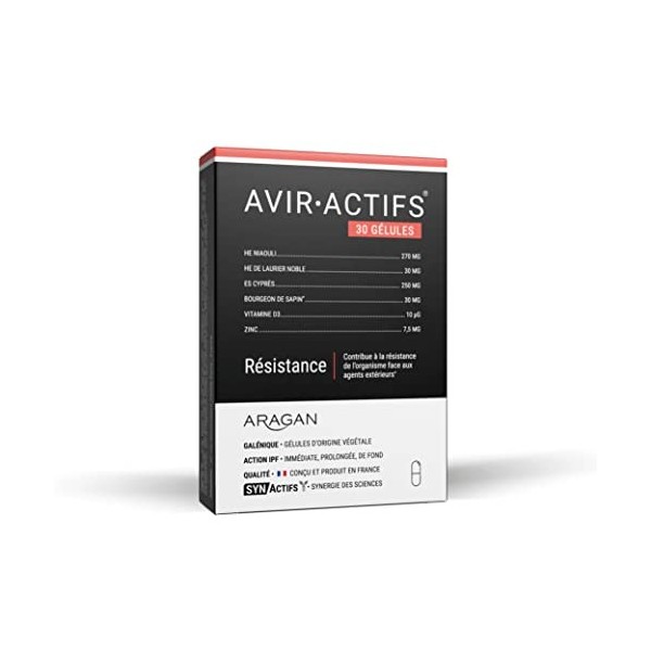 ARAGAN - Synactifs - Aviractifs - Complément Alimentaire Immunité & Résistance - Zinc, Vitamine D3, Laurier, Bourgeon de Sapi