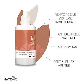 Extrait de pépin de pamplemousse EPP 1400mg - Natevio - SANS amertume - Flacon de 100ml - Vitalité - immunité - Antibiotique 