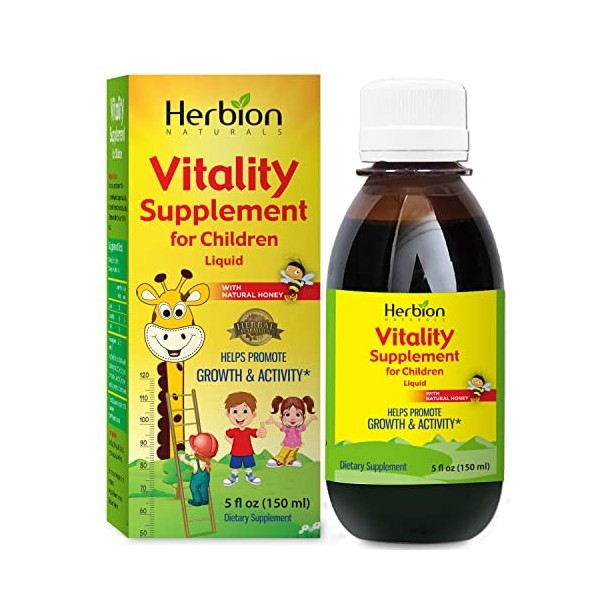 Herbion Naturals Supplément vitalité Booster dénergie savoureux enfants, favorisent la croissance, lappétit, soulage la fat