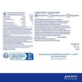 Pure Encapsulations Cogni Activ - Soutien des Fonctions Cognitives - Avec Vitamines B6, B9, B12, Folate, Zinc, Lutéine et Zéa