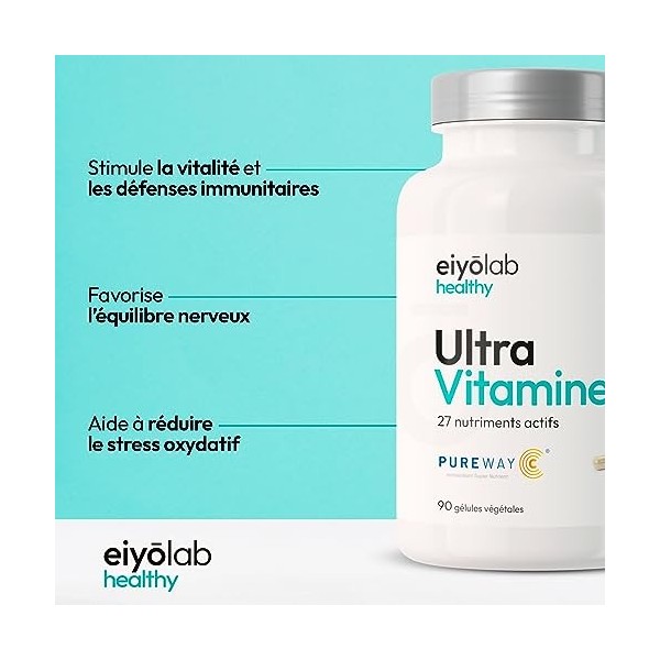 UltraVitamines HT | Multivitamines et Minéraux 27 Nutriments Bio-actifs | Formule Antioxydante Unique | 6 Ingrédients Breveté