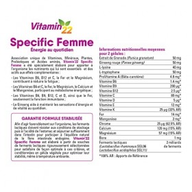 VITAMIN 22 - Specific Femme - A base de 14 vitamines et minéraux - Action fortifiante et anti-fatigue - Fabriqué en France - 