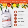 ULTRA Multivitamines | 29 Nutriments Bio-actifs dont Vitamines C & D + Ferments Lactiques | 90 gélules | Pour Vitalité, Immun