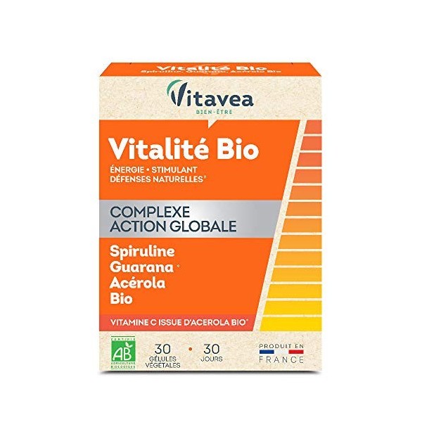 Vitavea - Vitalité BIO - Complément Alimentaire Energie - Stimulant, Vitalité, Défenses Naturelles - Vitamine C Acérola , Sp