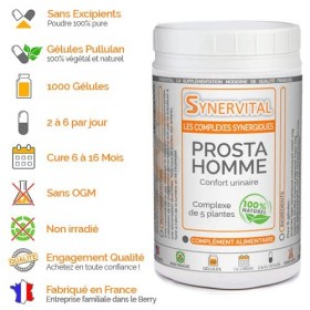 Prosta Homme - 1000 gélules dosées à 300mg - Complexe de plantes pour la Prostate, les troubles urinaires - Sabal - Courge - 
