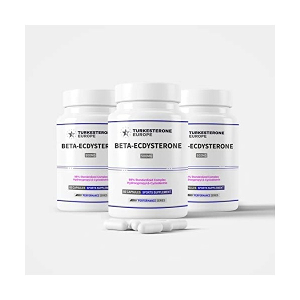 Lot de 5 - Beta-Ecdysterone 98% Complexe avec Hydroxypropyl-Bêta-Cyclodextrine - 60 Gélules 600mg - Turkesterone Europe®