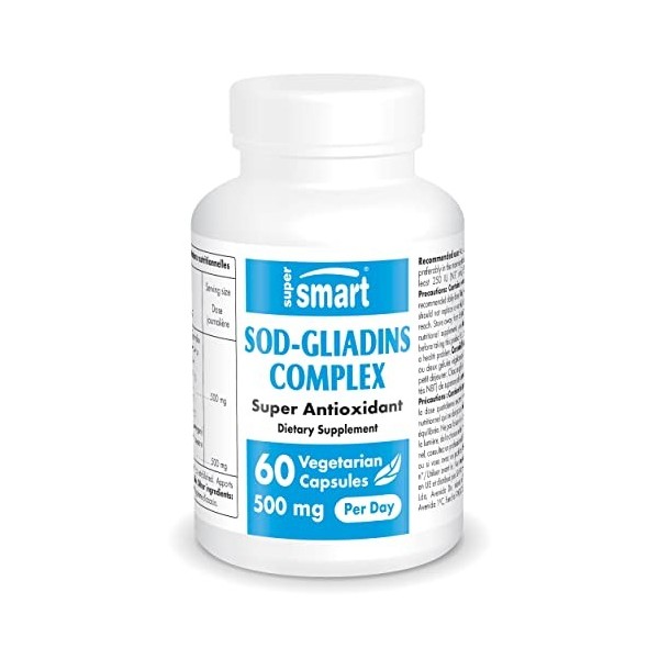 SOD-Gliadins Complex 250 mg - Antioxydant Endogène Puissant Superoxyde Dismutase - Origine Végétale - Super Absorbable - Fa