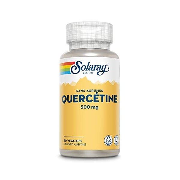 Solaray Quercétine 500mg | Pollens, Graminées & Rhume des Foins | Sans agrumes et sans OGM | 90 vegcaps