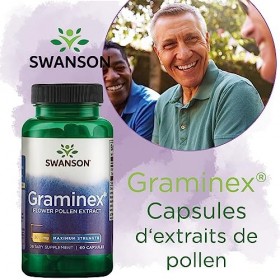 Swanson, Graminex Flower Pollen Extract Extrait de Pollen de Fleurs , 500mg, de Seigle, 60 Capsules, Hautement Dosé, Testé e