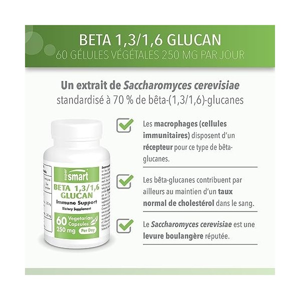 Beta 1,3/1,6 Glucan - Stimule et Soutient le Système Immunitaire - Aide à Renforcer la Vitalité - Aide à Maintenir un Niveau 