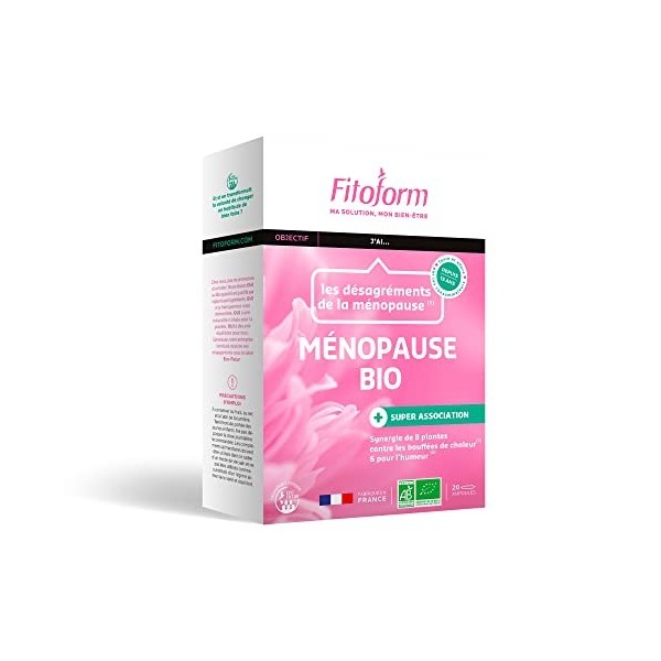 Fitoform - Ménopause Bio - Synergie de 8 Plantes Contre les Bouffées de Chaleur & pour lHumeur - Fenouil, Sauge, Mélisse, Vi