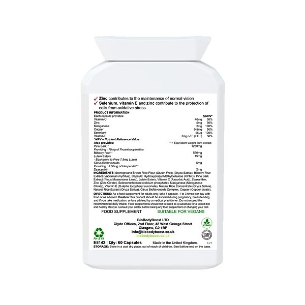 Supply-Supply-Supply-Supply-Complément de vitamines et de minéraux pour les yeux avec zéaxanthine, lutéine, bioflavonoïdes, m