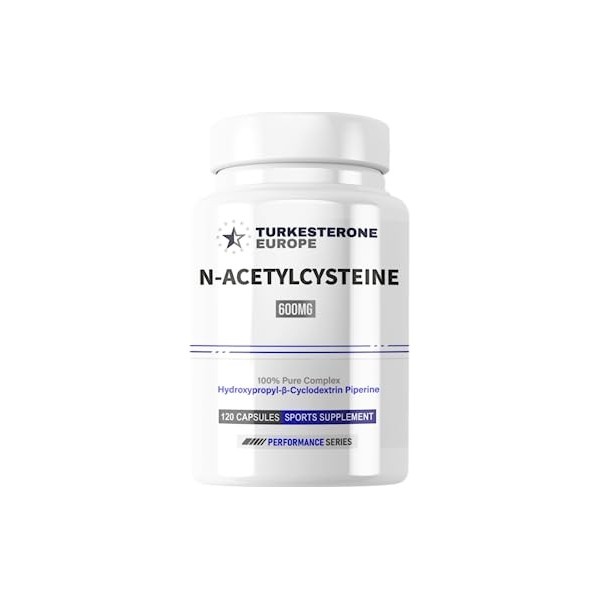 NAC 100% N-Acétylcystéine Complexe avec HydroPerine™ - 120 Gélules 600mg - Turkesterone Europe®