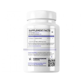 NAC 100% N-Acétylcystéine Complexe avec HydroPerine™ - 120 Gélules 600mg - Turkesterone Europe®