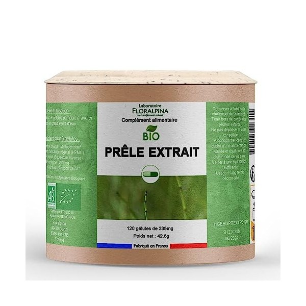 Prêle extrait BIO 120 gélules de 335mg - SOULAGE ARTICULATION SENSIBLE - prêle des champs