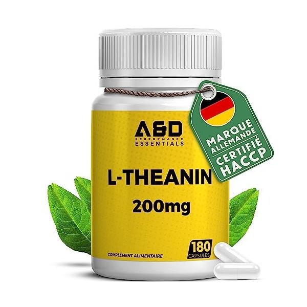 L Théanine Capsules à haute dose de 400 mg par portion pour une meilleure concentration, sommeil et détente | 400 mg x 180 | 