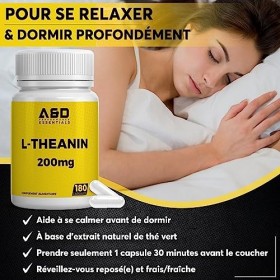 L Théanine Capsules à haute dose de 400 mg par portion pour une meilleure concentration, sommeil et détente | 400 mg x 180 | 