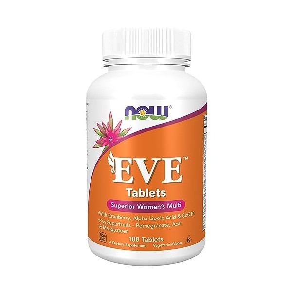 Now Foods, EVE, Multivitamines pour Femmes, 180 Comprimés végétaliens, Testé en Laboratoire, Sans Gluten, Végétarien, Sans OG