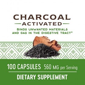 Natures Way Charbon actif, 280 &nbsp;MG 100 &nbsp;capsules 