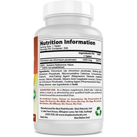 Best Naturals Chromium Picolinate 1000 mcg Tablet - Supports Healthy Blood Sugar Levels, 240 Count