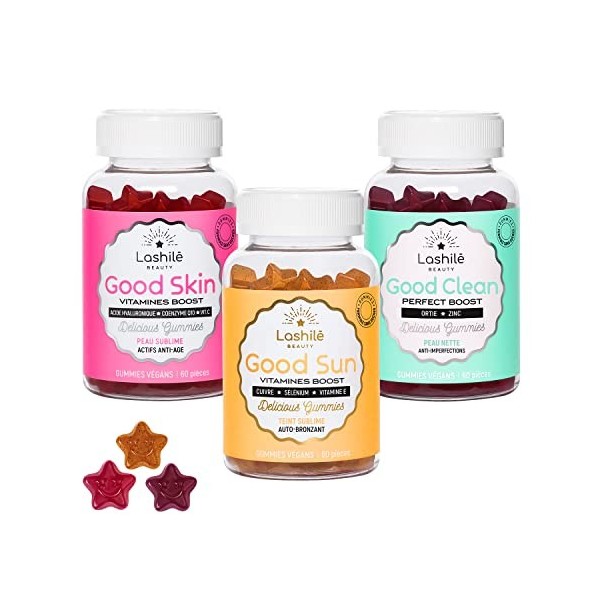 LASHILÉ BEAUTY - Compléments Alimentaires - Peau - Good Sun/Good Clean/Good Skin - Cure Peau - 3 X 60 Gummies…