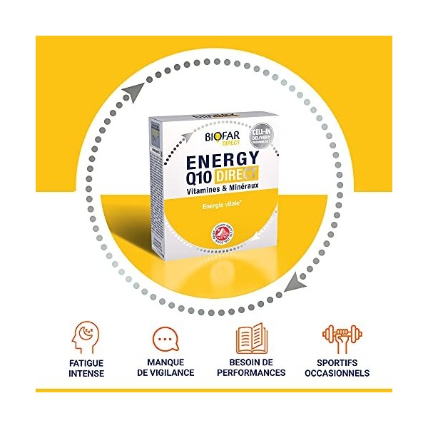 BIOFAR – ENERGY Q10 DIRECT - Multi-Vitamine et Minéraux – Energie et Vitalité - Goût Fruité - Sans Sucre ni Colorant Artifici