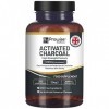 Capsules de charbon actif - 200 capsules végétaliennes à haute résistance - 1200 mg par portion I Fabriqué au Royaume-Uni par