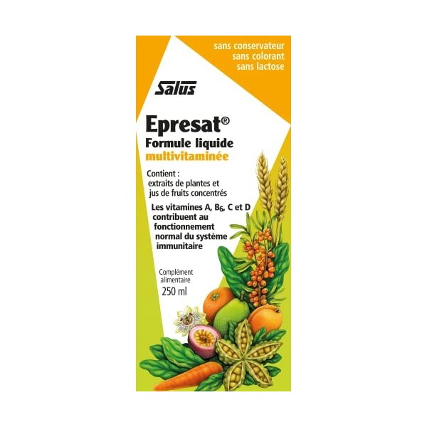 Salus Epresat Formule Liquide Multivitaminée Vitalité/Énergie/Renfort du Système Immunitaire, 250 ml