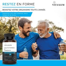 Multivitamines & Minéraux : A, B1, B2, B5, B6, B8, B9, B12, C, D3, E, K2 - Calcium Fer Magnésium Zinc | Énergie Vitalité – Ef