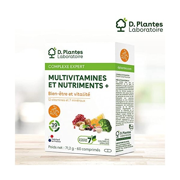 D.PLANTES - Multivitamines et Nutriments + - Complément Alimentaire Tonus, Vitalité, Bien-être - 60 Comprimés