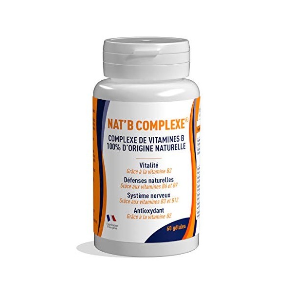 NAT’B Complexe - Vitamines B Naturelles - Complément Alimentaire Végétal - 60 Gélules - Cure de 30 Jours