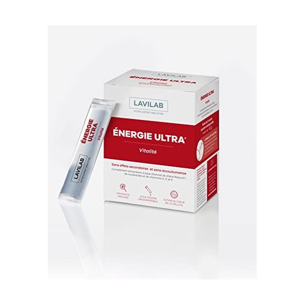 Energie Ultra Lavilab : Complément Fatigue Chronique, Energie Longue Durée, Motivation, Booste Performances et Endurance Stic