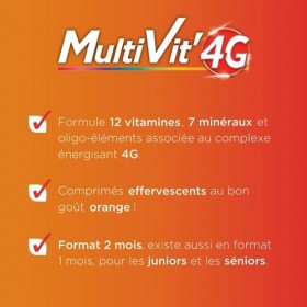 Forté Pharma - Multivit 4G Energie Effervescent | Complément Alimentaire Forme et Tonus, Fatigue - Vitamine C, Vitamine D, G