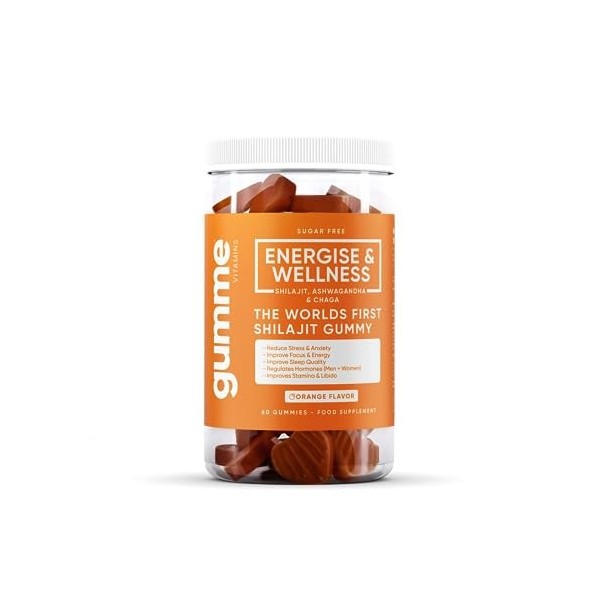 Shilajit Gummies – Énergie et bien-être – avec ashwagandha et champignon chaga – 60 bonbons gélifiés – Végétalien – Stimulate