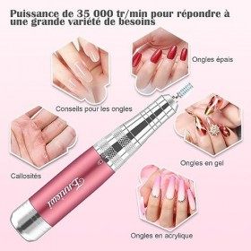 Enniewi Ponceuse pour Ongles, 10 en 1 Machine de Manucure Electrique avec écran LED Twist Lock et prise USB, 35000 RPM Perceu