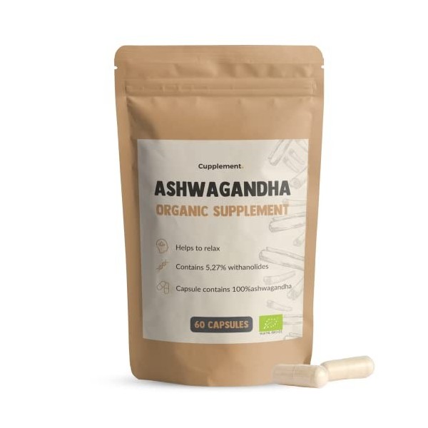 Cupplement | Ashwagandha Capsules 60 Pièces | 500 MG par Capsules Bio | Qualité supérieure