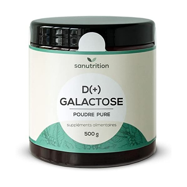 D-Galactose | Poudre 500 g | Sucre mucilage | Qualité autrichienne | Végétarien | Pureté 99% | Haute qualité | Sanutrition