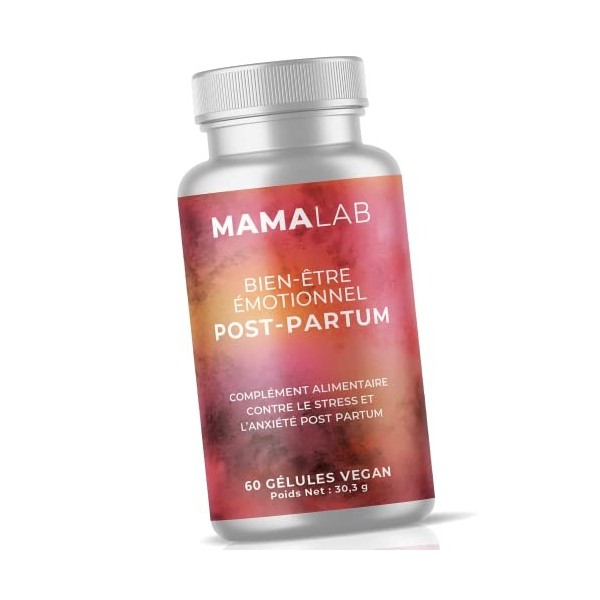 MAMA LAB Bien-Être Émotionnel Postpartum | Aide à lutter contre le baby blues, la fatigue et le stress | Complément alimentai